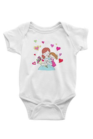 Anneler Günü Baskılı Beyaz Unisex Bebek Body - Zıbın