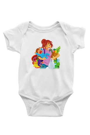 Anneler Günü Baskılı Beyaz Unisex Bebek Body - Zıbın
