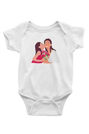 Anneler Günü Baskılı Beyaz Unisex Bebek Body - Zıbın