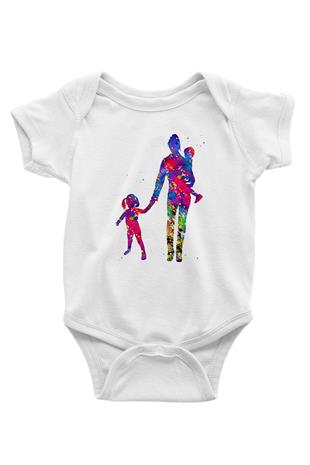Anneler Günü Baskılı Beyaz Unisex Bebek Body - Zıbın