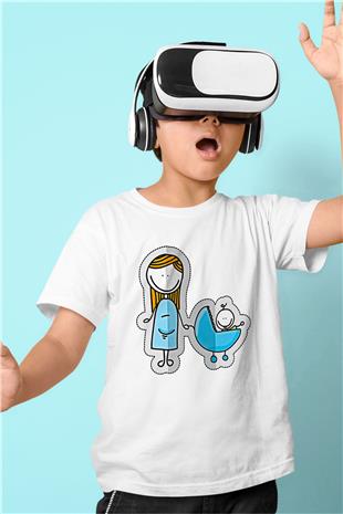 Anneler Günü Baskılı Beyaz Unisex Beyaz Çocuk Tişört - Tshirt