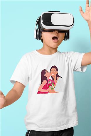 Anneler Günü Baskılı Beyaz Unisex Beyaz Çocuk Tişört - Tshirt
