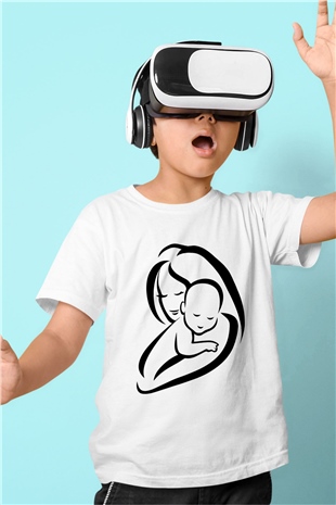 Anneler Günü Baskılı Beyaz Unisex Çocuk Tişört
