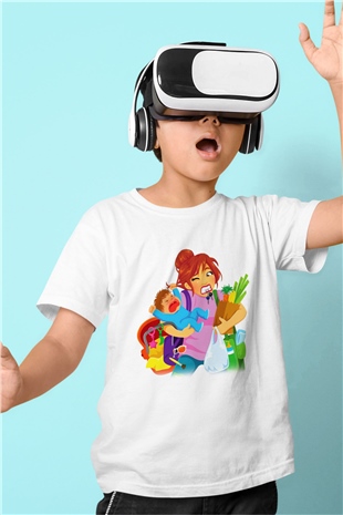 Anneler Günü Baskılı Beyaz Unisex Çocuk Tişört