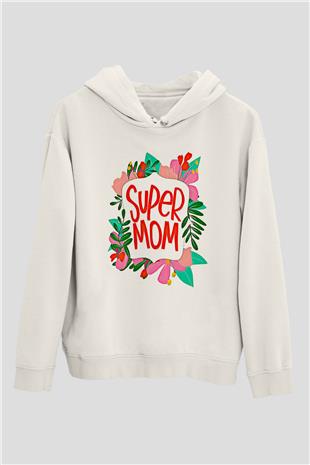 Anneler Günü Baskılı Beyaz Unisex Hoodie