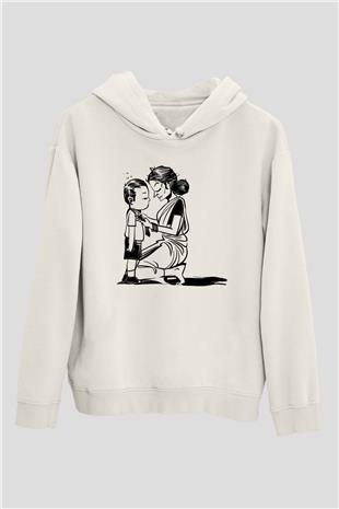 Anneler Günü Baskılı Beyaz Unisex Hoodie