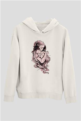 Anneler Günü Baskılı Beyaz Unisex Hoodie