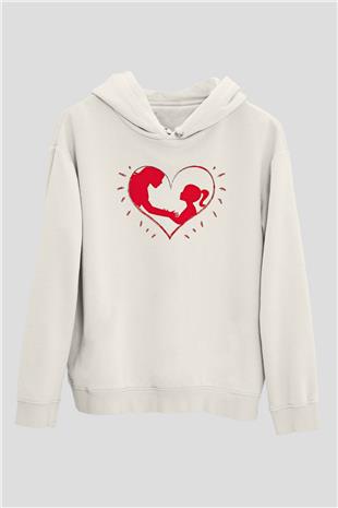 Anneler Günü Baskılı Beyaz Unisex Hoodie