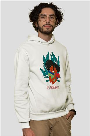 Anneler Günü Baskılı Beyaz Unisex Hoodie