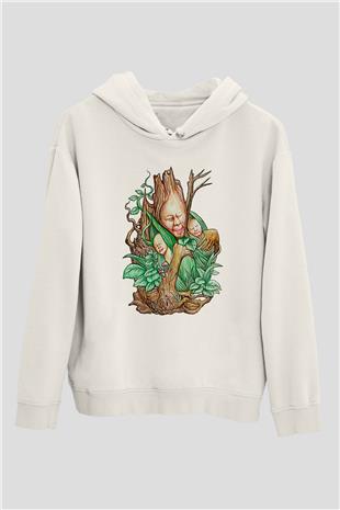 Anneler Günü Baskılı Beyaz Unisex Hoodie