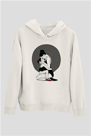Anneler Günü Baskılı Beyaz Unisex Hoodie