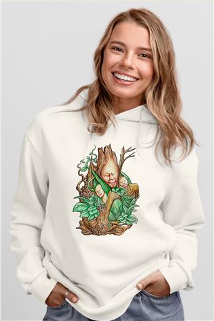 Anneler Günü Baskılı Beyaz Unisex Hoodie