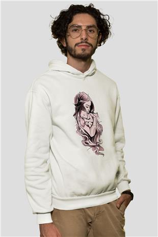 Anneler Günü Baskılı Beyaz Unisex Hoodie