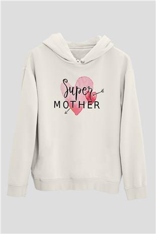 Anneler Günü Baskılı Beyaz Unisex Hoodie
