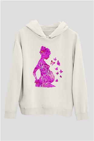 Anneler Günü Baskılı Beyaz Unisex Hoodie