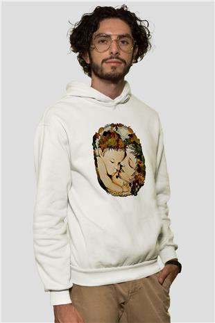 Anneler Günü Baskılı Beyaz Unisex Hoodie