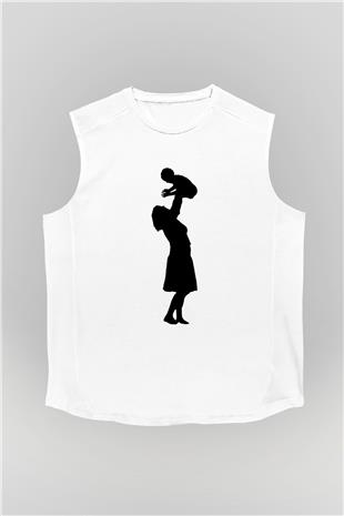 Anneler Günü Baskılı Beyaz Unisex Kolsuz Tişört - Tshirt