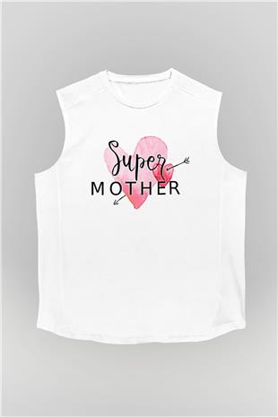 Anneler Günü Baskılı Beyaz Unisex Kolsuz Tişört - Tshirt