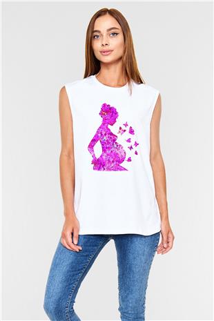 Anneler Günü Baskılı Beyaz Unisex Kolsuz Tişört - Tshirt