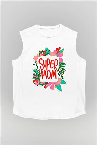 Anneler Günü Baskılı Beyaz Unisex Kolsuz Tişört - Tshirt