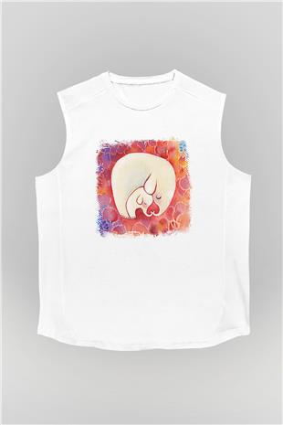 Anneler Günü Baskılı Beyaz Unisex Kolsuz Tişört - Tshirt