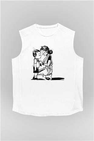 Anneler Günü Baskılı Beyaz Unisex Kolsuz Tişört - Tshirt