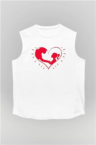 Anneler Günü Baskılı Beyaz Unisex Kolsuz Tişört - Tshirt