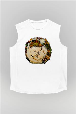 Anneler Günü Baskılı Beyaz Unisex Kolsuz Tişört - Tshirt