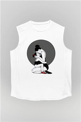 Anneler Günü Baskılı Beyaz Unisex Kolsuz Tişört - Tshirt