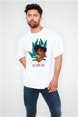 Anneler Günü Baskılı Beyaz Unisex Oversize Tişört - Tshirt