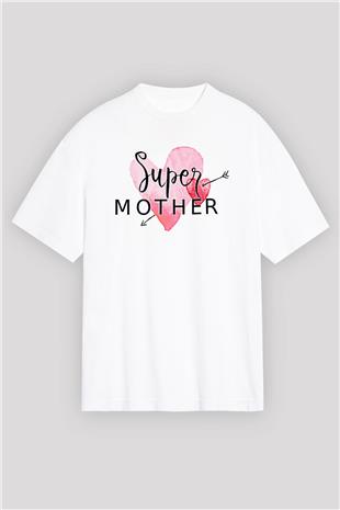 Anneler Günü Baskılı Beyaz Unisex Oversize Tişört - Tshirt