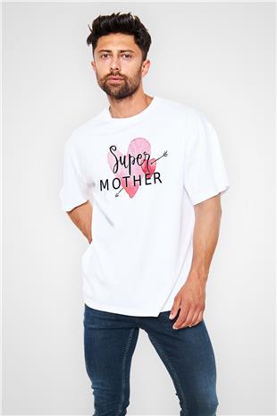 Anneler Günü Baskılı Beyaz Unisex Oversize Tişört - Tshirt