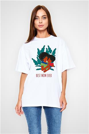 Anneler Günü Baskılı Beyaz Unisex Oversize Tişört - Tshirt