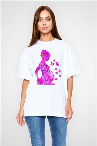Anneler Günü Baskılı Beyaz Unisex Oversize Tişört - Tshirt