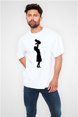 Anneler Günü Baskılı Beyaz Unisex Oversize Tişört - Tshirt