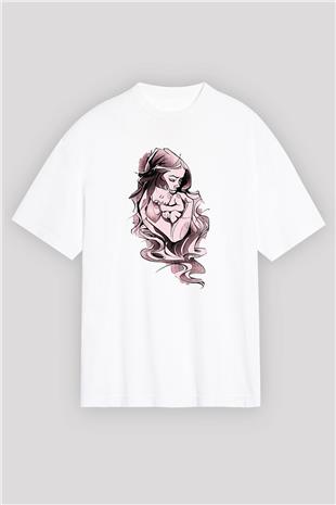Anneler Günü Baskılı Beyaz Unisex Oversize Tişört - Tshirt
