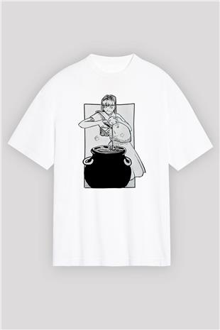 Anneler Günü Baskılı Beyaz Unisex Oversize Tişört - Tshirt