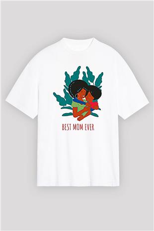 Anneler Günü Baskılı Beyaz Unisex Oversize Tişört - Tshirt
