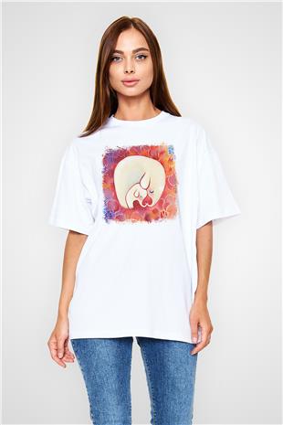 Anneler Günü Baskılı Beyaz Unisex Oversize Tişört - Tshirt