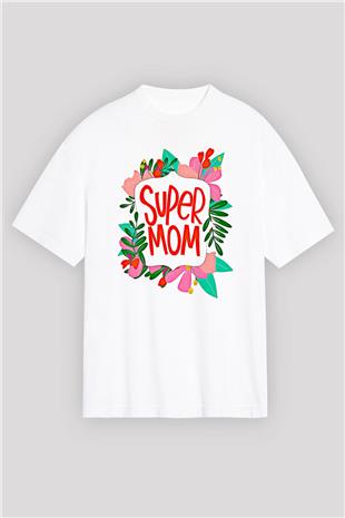 Anneler Günü Baskılı Beyaz Unisex Oversize Tişört - Tshirt