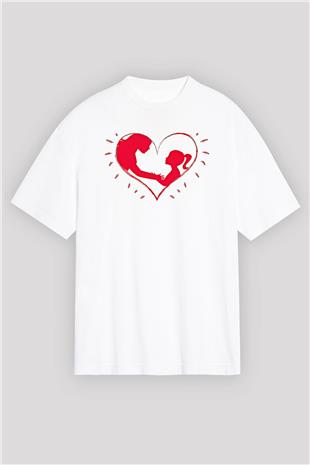 Anneler Günü Baskılı Beyaz Unisex Oversize Tişört - Tshirt