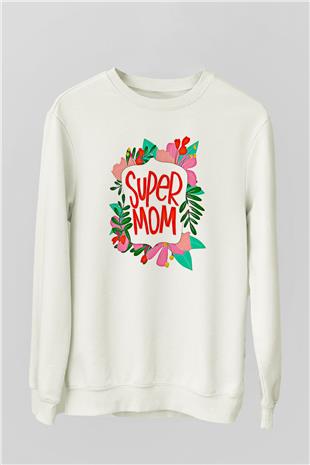 Anneler Günü Baskılı Beyaz Unisex Sweatshirt