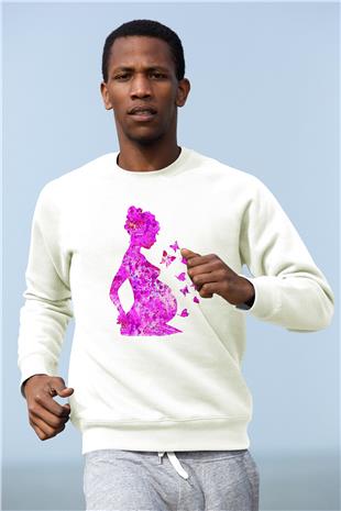 Anneler Günü Baskılı Beyaz Unisex Sweatshirt