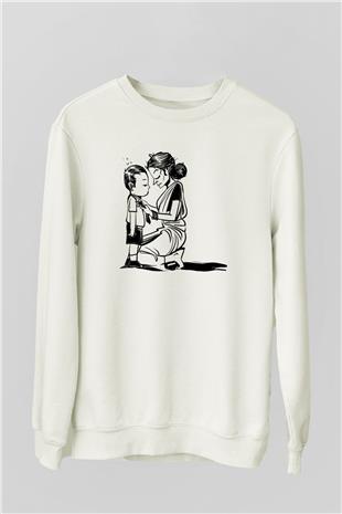 Anneler Günü Baskılı Beyaz Unisex Sweatshirt
