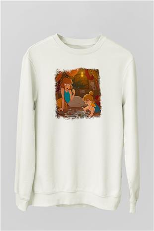Anneler Günü Baskılı Beyaz Unisex Sweatshirt