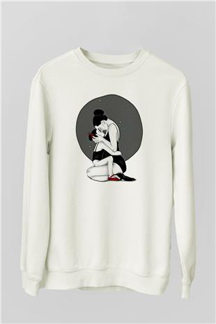 Anneler Günü Baskılı Beyaz Unisex Sweatshirt