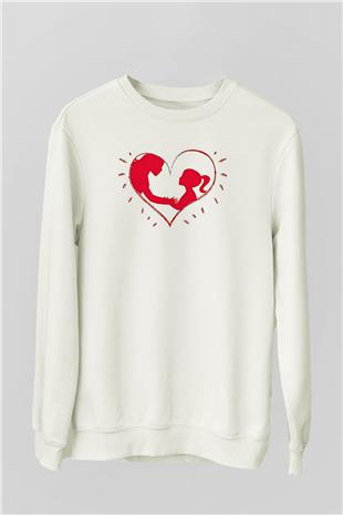 Anneler Günü Baskılı Beyaz Unisex Sweatshirt