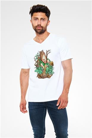 Anneler Günü Baskılı Beyaz Unisex V Yaka Tişört - Tshirt