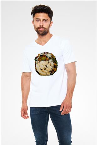 Anneler Günü Baskılı Beyaz Unisex V Yaka Tişört - Tshirt