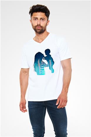 Anneler Günü Baskılı Beyaz Unisex V Yaka Tişört - Tshirt